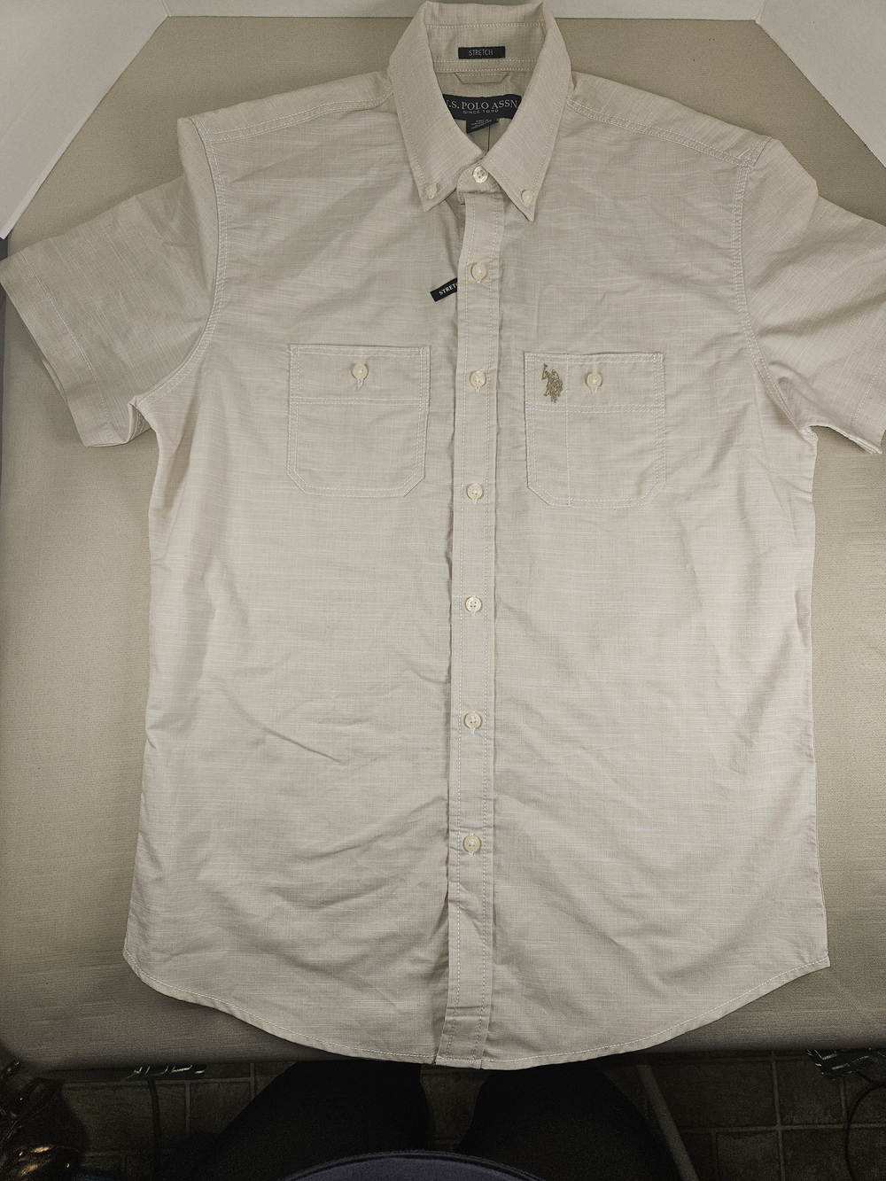 U.S. Polo Assn. Men's Short Sleeve Button-Down Shirt - Cream